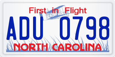 NC license plate ADU0798