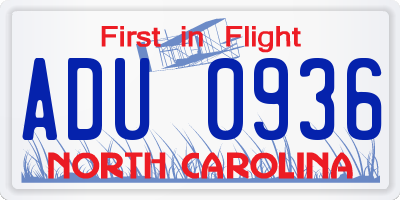 NC license plate ADU0936