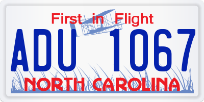 NC license plate ADU1067