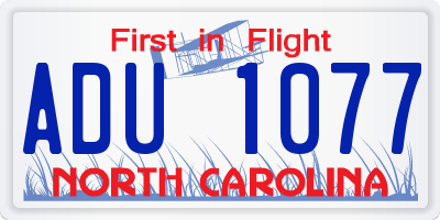 NC license plate ADU1077