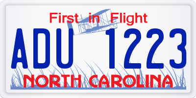 NC license plate ADU1223