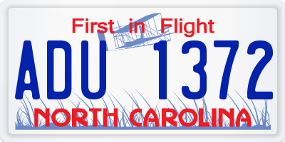 NC license plate ADU1372