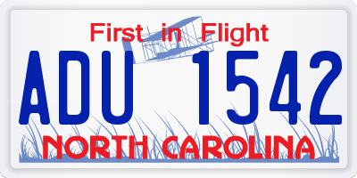NC license plate ADU1542