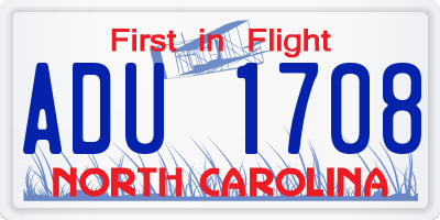 NC license plate ADU1708