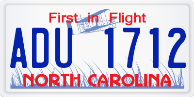 NC license plate ADU1712