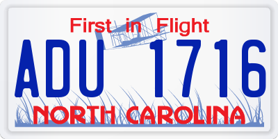NC license plate ADU1716