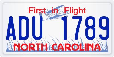 NC license plate ADU1789