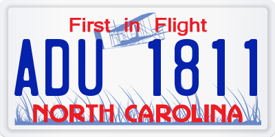 NC license plate ADU1811