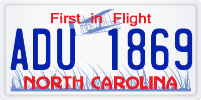 NC license plate ADU1869