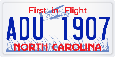 NC license plate ADU1907