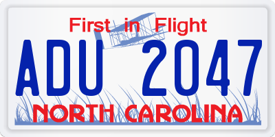 NC license plate ADU2047