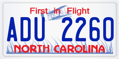 NC license plate ADU2260