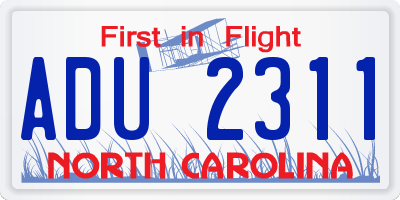 NC license plate ADU2311