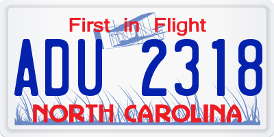 NC license plate ADU2318