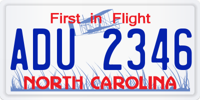 NC license plate ADU2346