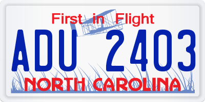 NC license plate ADU2403