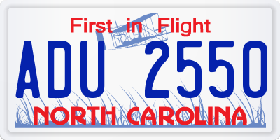 NC license plate ADU2550