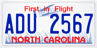 NC license plate ADU2567