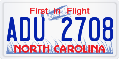 NC license plate ADU2708