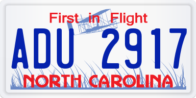 NC license plate ADU2917