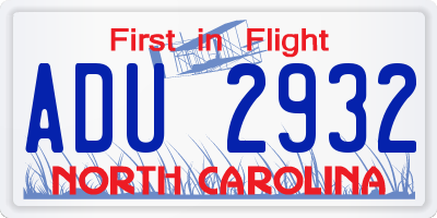 NC license plate ADU2932