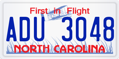 NC license plate ADU3048