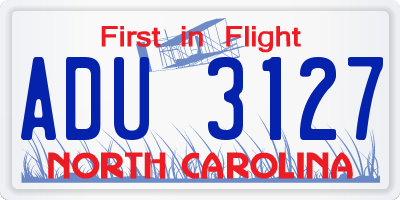 NC license plate ADU3127