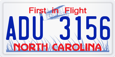 NC license plate ADU3156