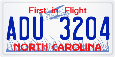 NC license plate ADU3204