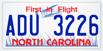 NC license plate ADU3226