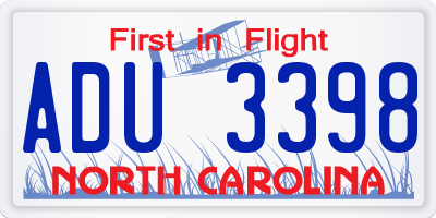 NC license plate ADU3398