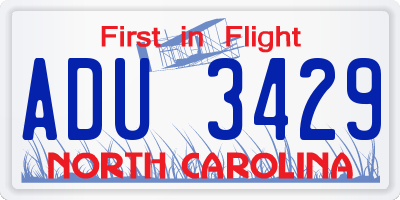 NC license plate ADU3429