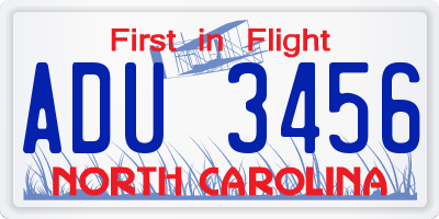 NC license plate ADU3456