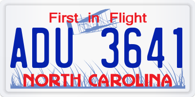NC license plate ADU3641