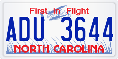 NC license plate ADU3644