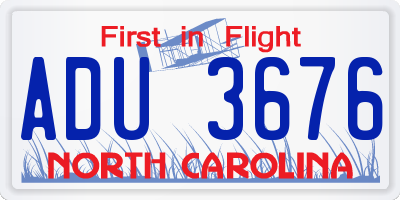 NC license plate ADU3676