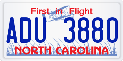 NC license plate ADU3880
