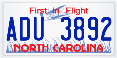 NC license plate ADU3892