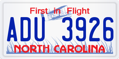 NC license plate ADU3926