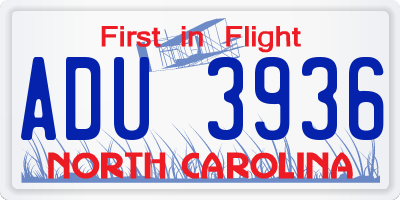NC license plate ADU3936