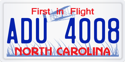 NC license plate ADU4008