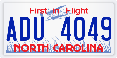 NC license plate ADU4049