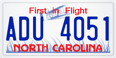 NC license plate ADU4051