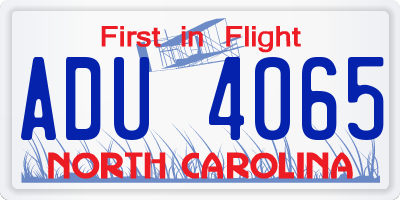 NC license plate ADU4065