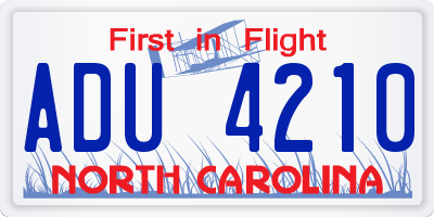 NC license plate ADU4210