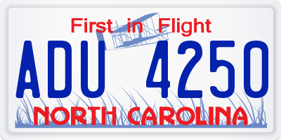 NC license plate ADU4250