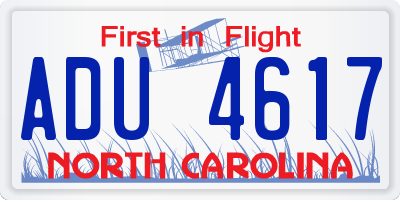 NC license plate ADU4617