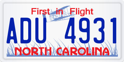 NC license plate ADU4931