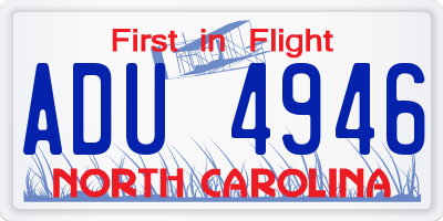 NC license plate ADU4946