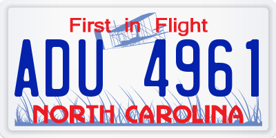 NC license plate ADU4961